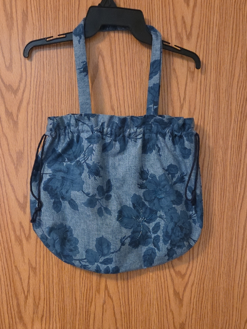 Hand Crafted Blue Floral Denim Tote Bag